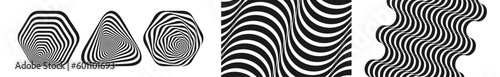 Abstract striped design element. Optical art. Wavy pattern with optical illusion. 3d vector illustration for brochure, magazine, poster, presentation, flyer and banner.