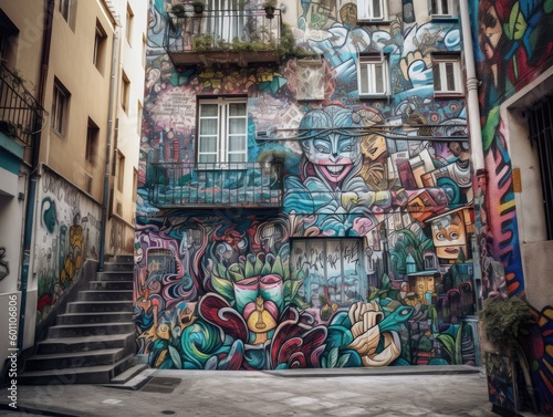 Vivid Colors of Urban Street Art, AI Generated © dasom