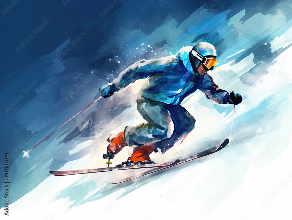 Skiing. Jumping skier. Extreme winter sports-ai generated