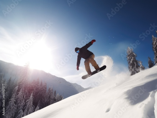Snowboarding in High Mountains -ai generated