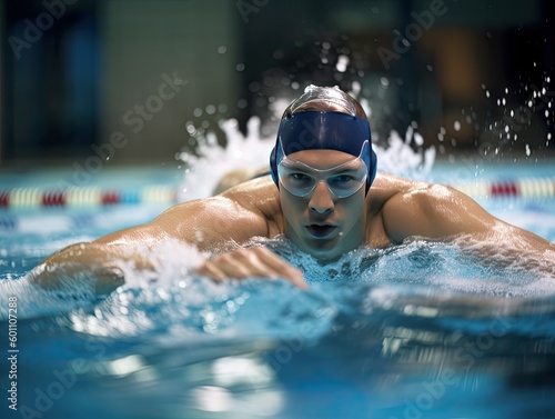 Swimmer Performing Butterfly Stroke -ai generated © dasom