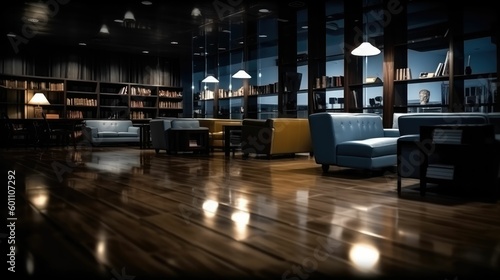 Blur background of a modern dark reading room