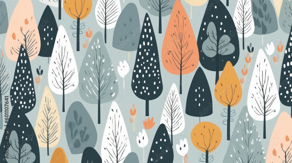 Seamless pattern with naive trees Seamless pattern with naive trees