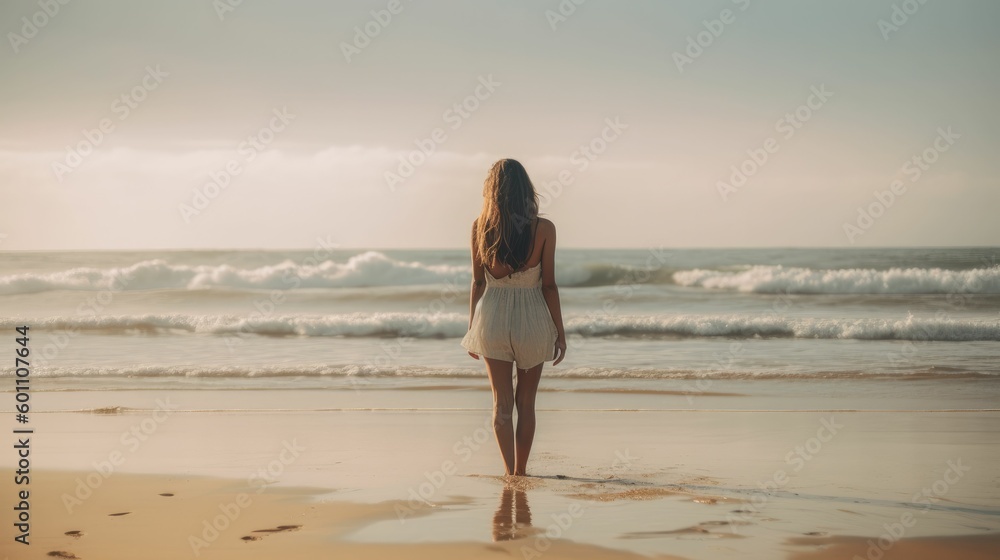 Woman standing on seashore