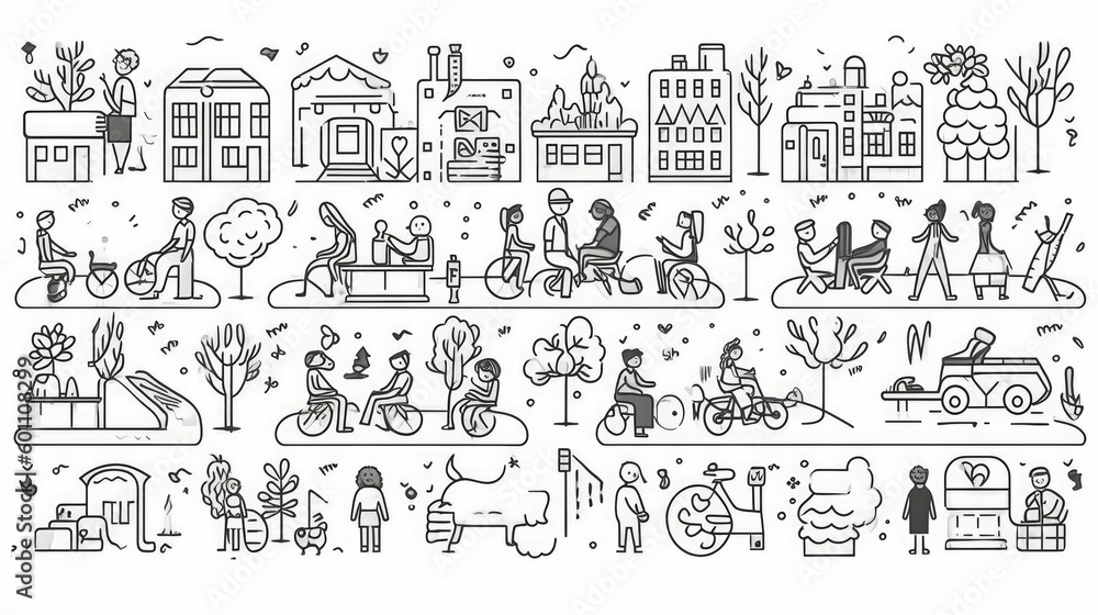 Fototapeta premium Vector illustration of various doodle characters