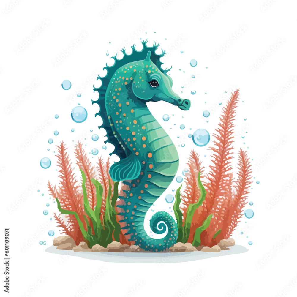 Obraz premium vector cute seahorse cartoon style