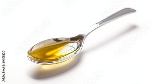 Spoon of cooking oil isolated on white background Ai generated image