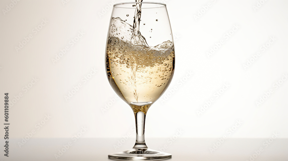 Water pouring into the clear Pilsner glass isolated on white background, Generative AI Water pouring into the clear Pilsner glass isolated on white background, Generative AI