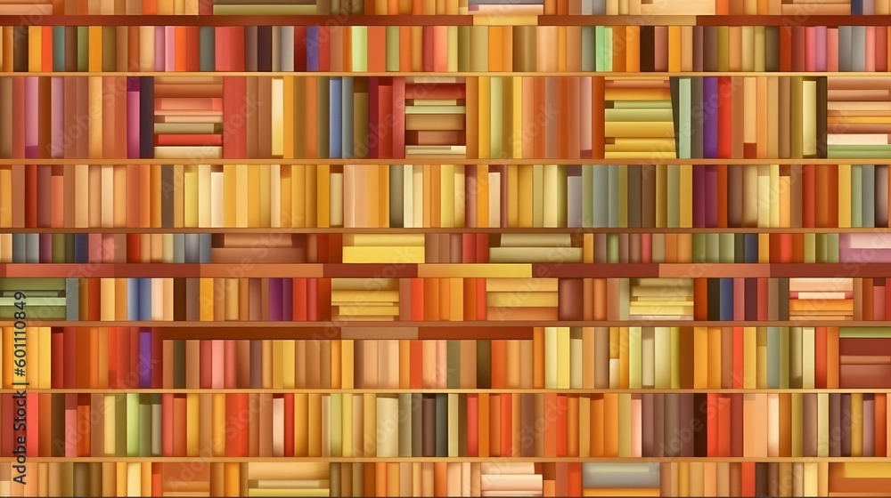 Library bookshelves background in warm colors Library bookshelves background in warm colors