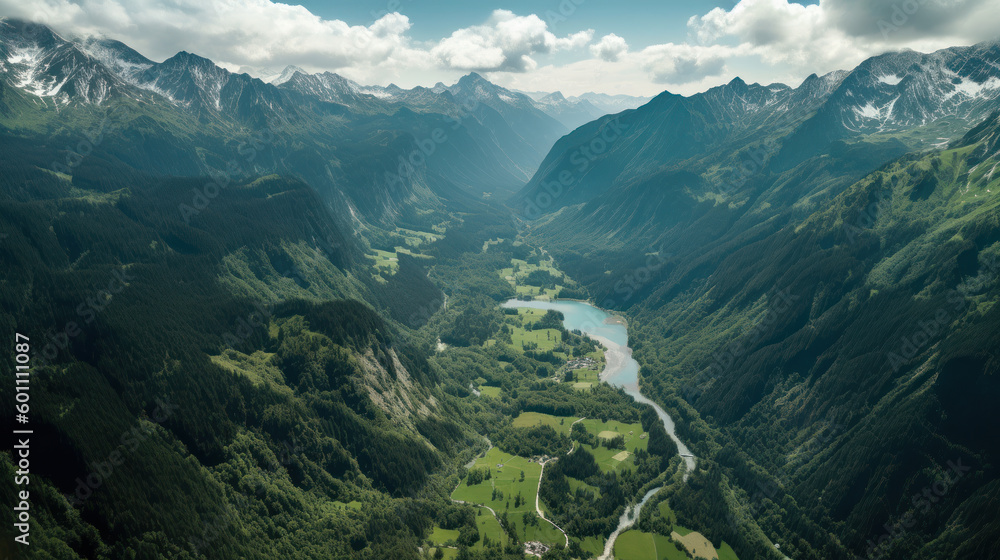 Alpine Majesty: A Breathtaking View of the German Alps. Generative AI