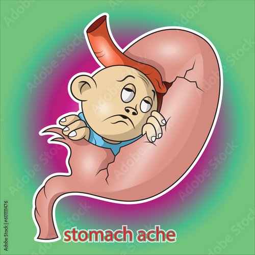 illustration vector graphic stomach ache