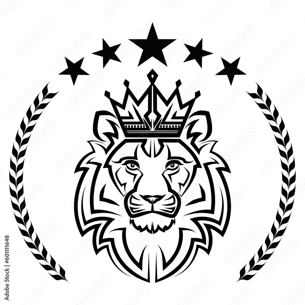 Fototapeta premium lion king vintage logo line art
