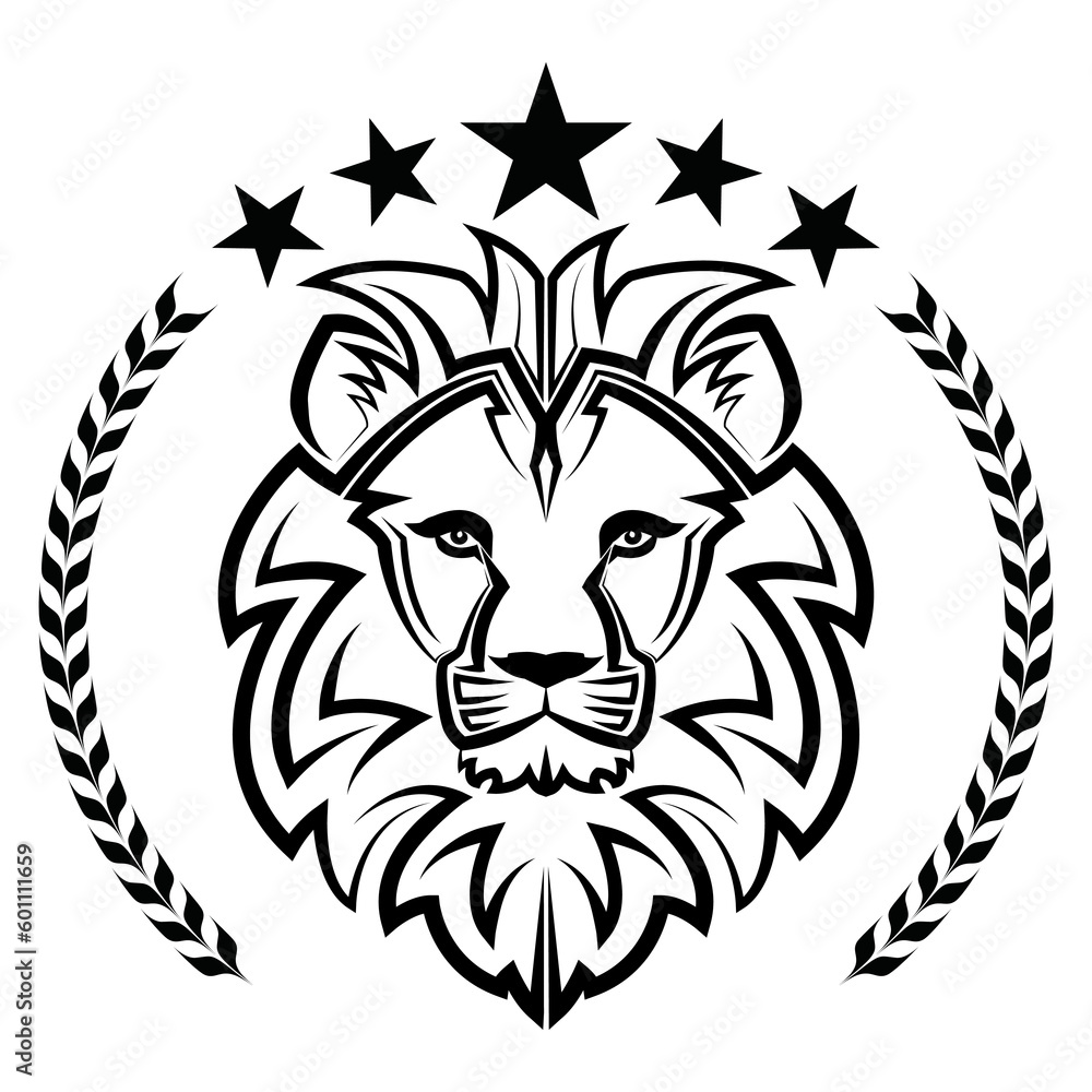 Fototapeta premium lion king vintage logo line art