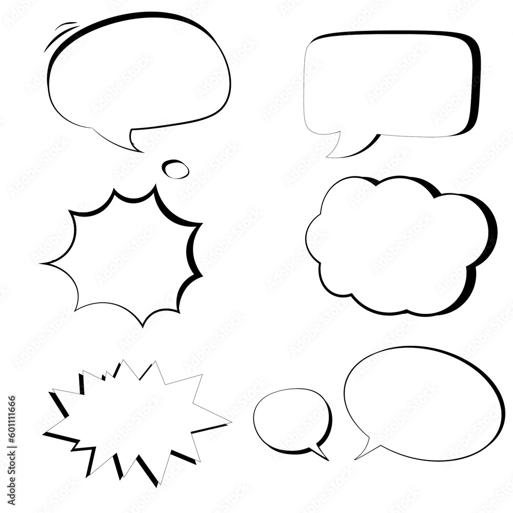 A set of comic bubbles text space on white transparent background, Vector illustration A set of comic bubbles text space on white transparent background, Vector illustration