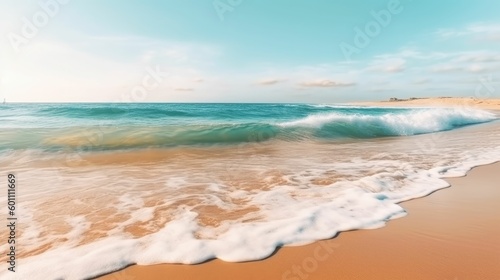 Sandy beaches and ocean waves for natural background