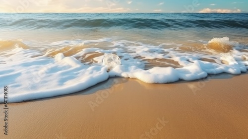 Sea wave crashing on the sandy beach