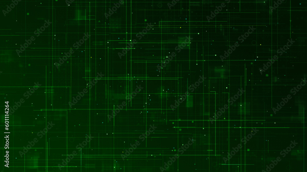 Green digital line and grid perspective technology abstract background concept
