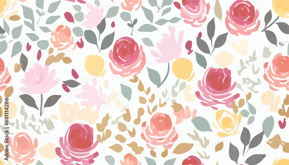 Cute hand drawn abstract flowers print. Modern cartoon style pattern. Fashionable template for design Cute hand drawn abstract flowers print. Modern cartoon style pattern. Fashionable template for design