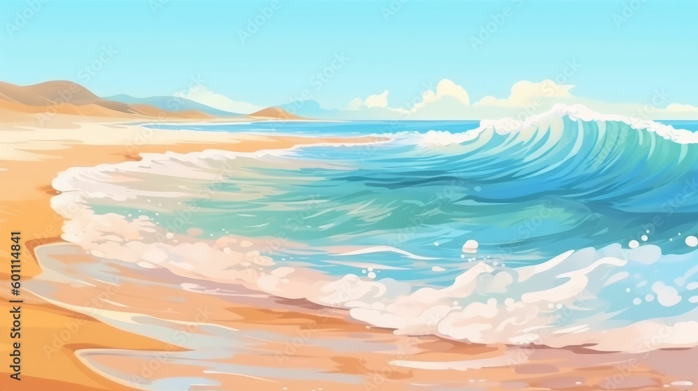 Summer background of sand beach and seashore waves