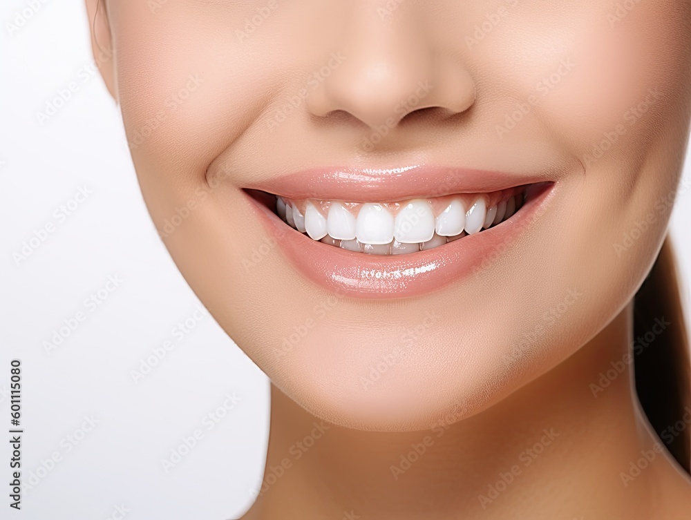 Close up Perfect smile showing white teeth ,Generative AI
Close up Perfect smile showing white teeth ,Generative AI