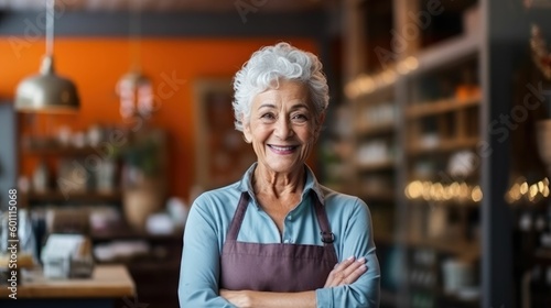 Portrait of a happy senior female shop owner