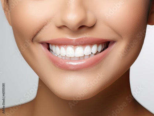 Close up Perfect smile showing white teeth ,Generative AI 