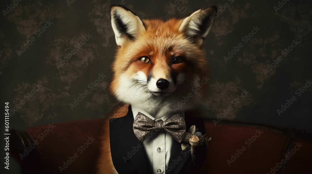 custom made wallpaper toronto digitalMajestic Fox wearing a bowtie and suit