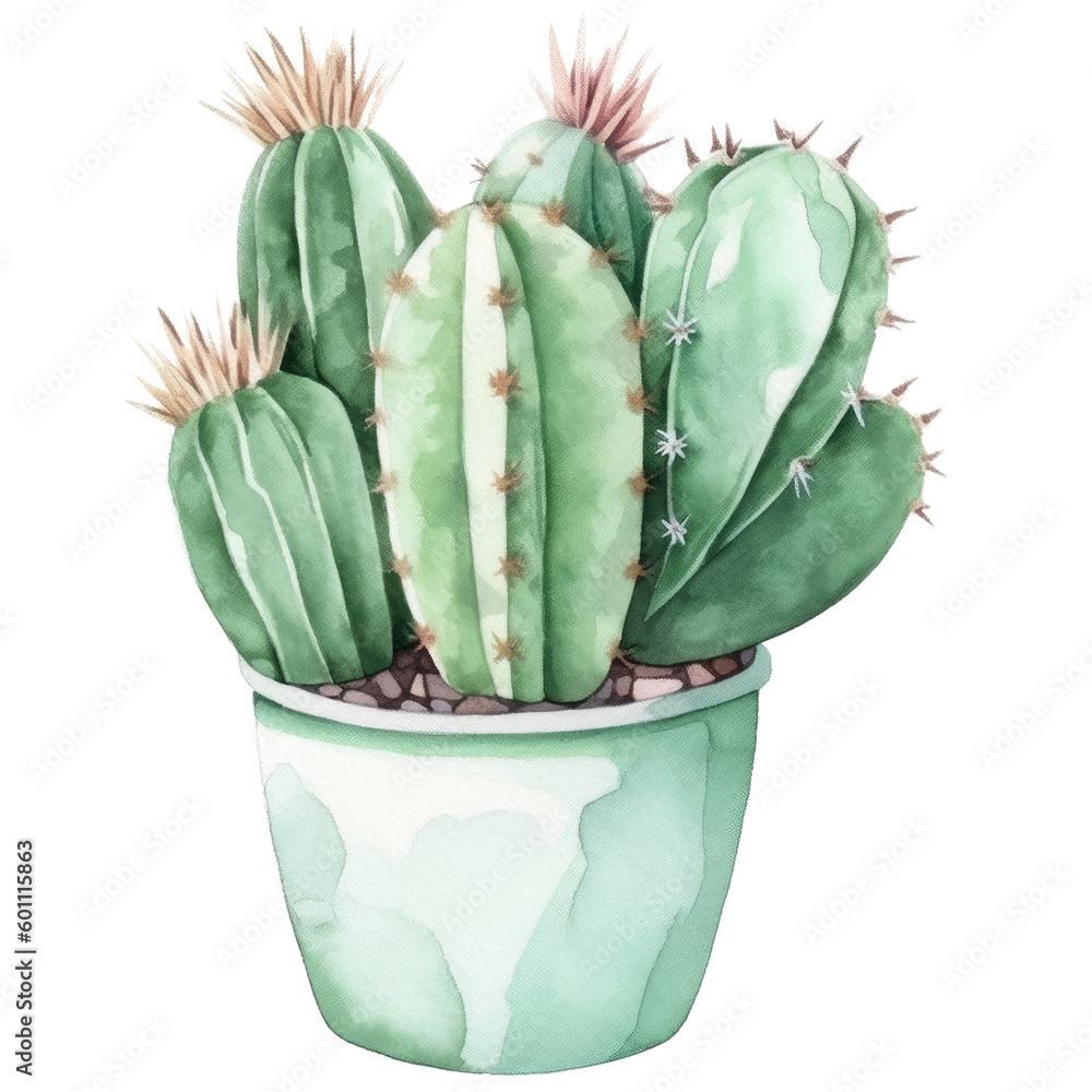 cactus in pot watercolor isolated cactus in pot watercolor isolated