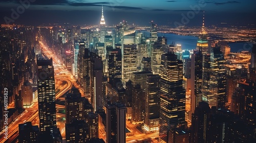 Striking Earth's Urban Night Cityscape - Generative AI