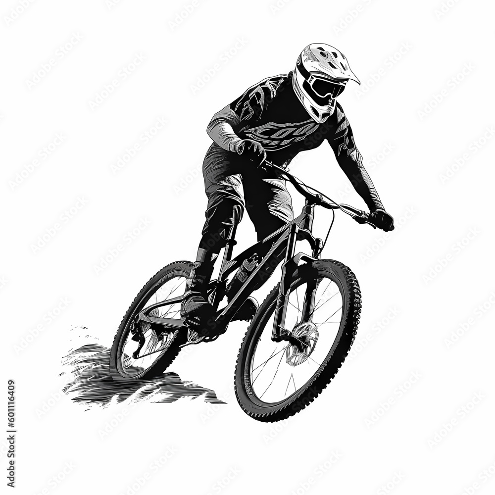 Fototapeta premium Mountain Biker Design. Generative AI