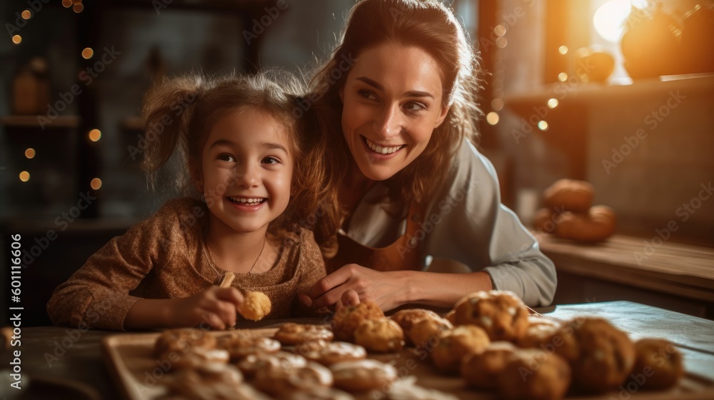 Mother and daughter baking in the kitchen Mother and daughter baking in the kitchen