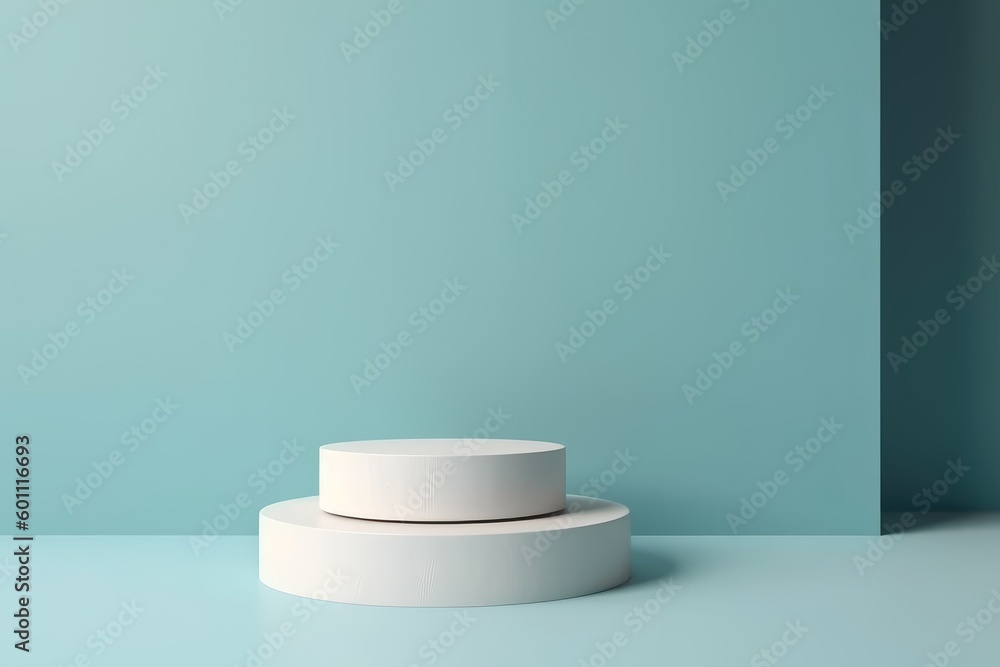 abstract minimal empty podium with bright colors to display products on a raised graphical area, 3D style generative ai Illustration abstract minimal empty podium with bright colors to display products on a raised graphical area, 3D style generative ai Illustration