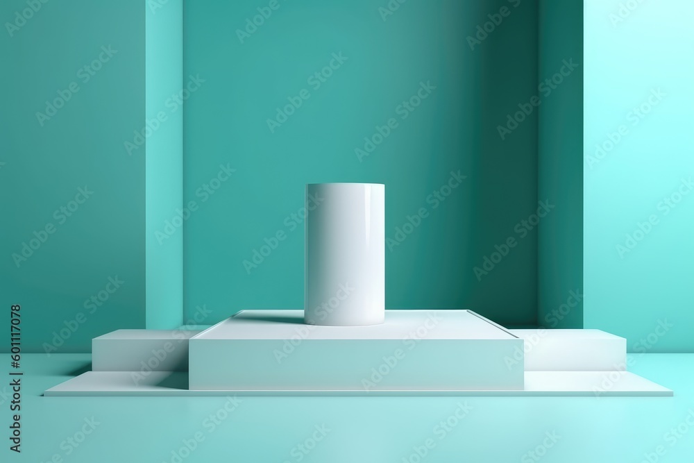 abstract minimal empty podium with bright colors to display products on a raised graphical area, 3D style generative ai Illustration abstract minimal empty podium with bright colors to display products on a raised graphical area, 3D style generative ai Illustration