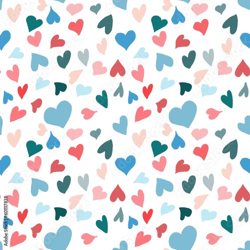 Cute pattern for kids, girls and boys. Creative digital background is made up of hearts, hand-draw. It can be used to create prints, packaging, invitations, simple designs. Holiday packages.