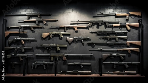 Collection of rifles and carbines on the wall photo
