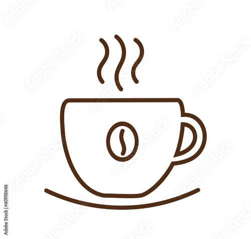 Coffee cup line symbol on transparent background. PNG illustration.