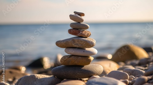 Stack of stones on a seashore