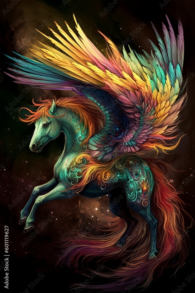 Obraz premium illustration, proud and cute pegasus, generative ai