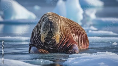 Walrus on a piece of ice in Spitsbergen photo