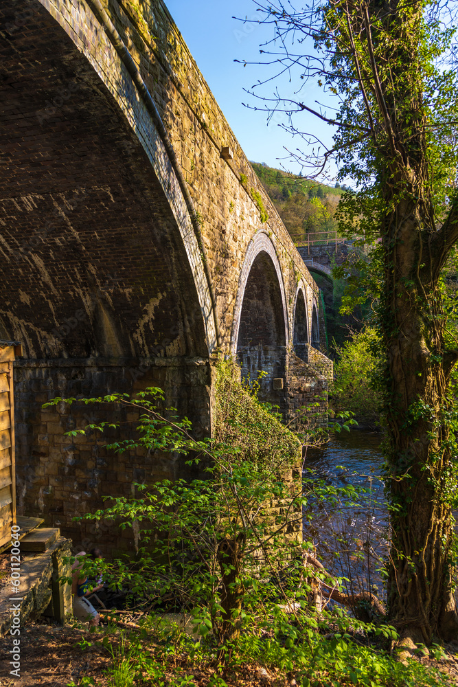 Bridge over the Dee river. Llangollen, Denbighshire, Wales.