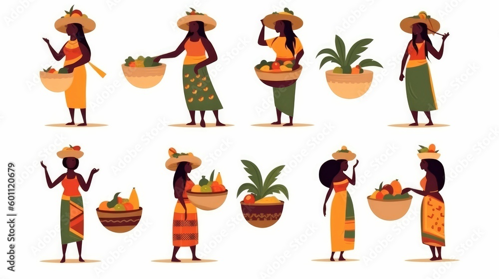 custom made wallpaper toronto digitalAfrican female farmer with harvest of fruits