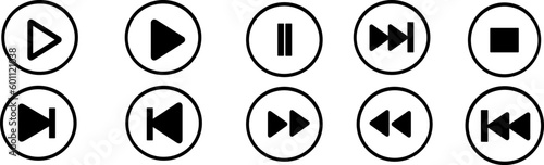 Media player icon set isolated on white background