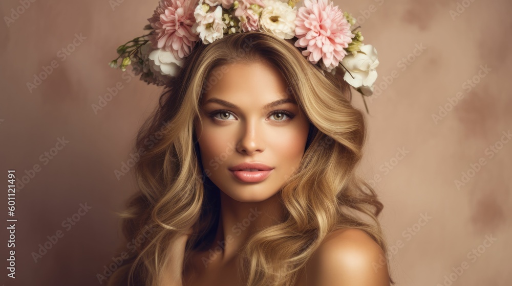 Portrait of a woman with flowers in her hair