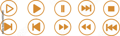 Media player icon set isolated on white background