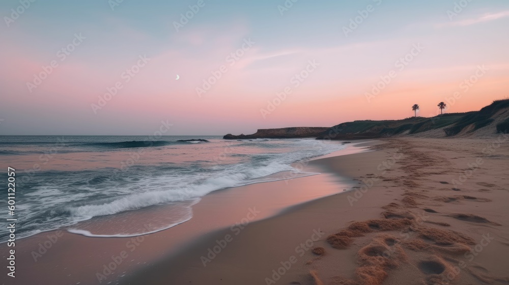 Picturesque Landscape of Calm Coastline with Waves