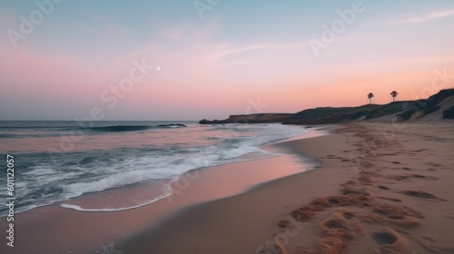Picturesque Landscape of Calm Coastline with Waves