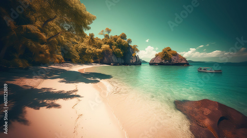 Amazing and beautiful tropical beaches in the summer season, Generative AI