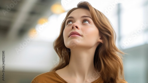 Konstfotografi Portrait of a thoughtful young woman looking up