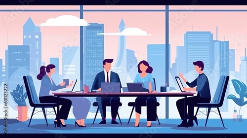 Business People negotiating and discussing at a desk