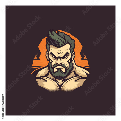 a masculine man with a strong body. full of angry. vector